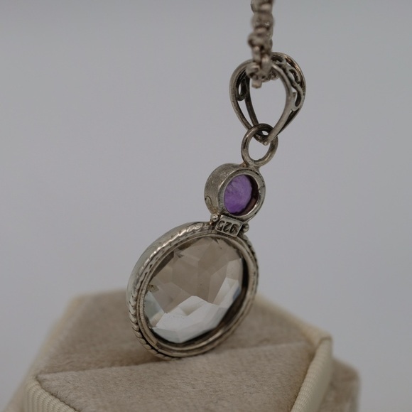 BOXCHAIN BEAUTY AMETHYST AND MOONSTONE NECKLACE AND PENDANT STERLING SILVER - Picture 14 of 15
